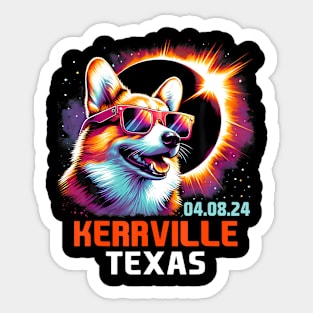 Kerrville Texas Total Solar Eclipse 2024 Corgi Dog Sticker